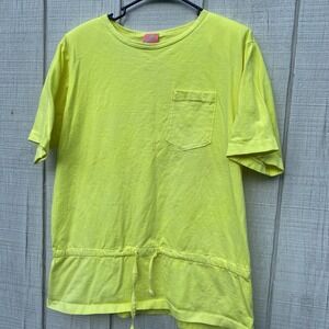 Vintage Pinwheels Solid Yellow Shirt With Shoulder Pads Cotton Small S Summer‎